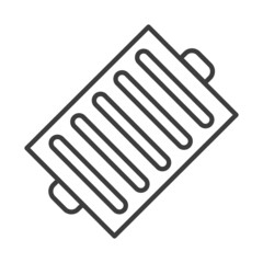 Obraz premium Frying pan with grill strips. Simple food icon in trendy line style isolated on white background for web apps and mobile concept. Illustration