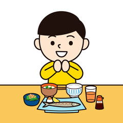 バランスの良い食事をとる男性