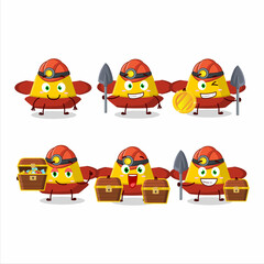 miners yellow chinese hat cute mascot character wearing helmet