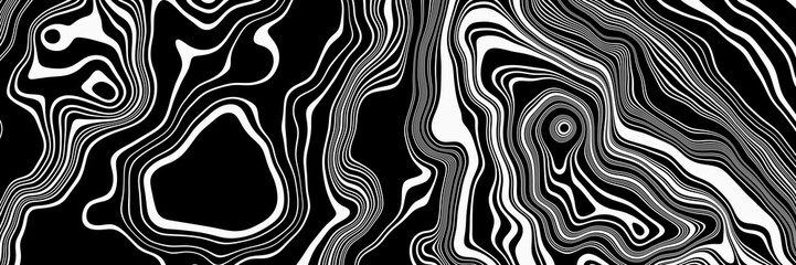Abstract white contour lines on black background.