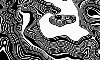 Abstract white contour lines on black background.