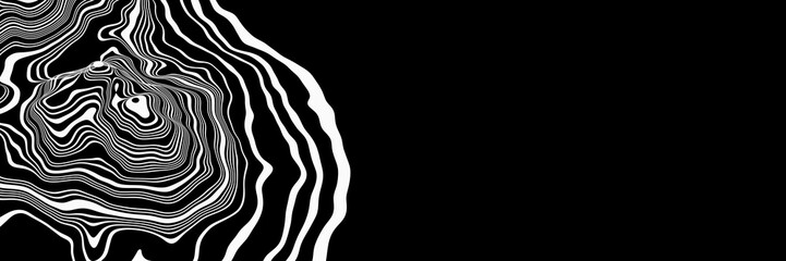 Abstract white contour lines on black background.