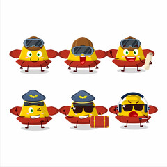Pilot cartoon mascot yellow chinese hat with glasses