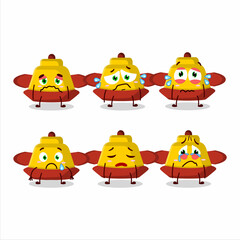 Yellow chinese hat cartoon character with sad expression