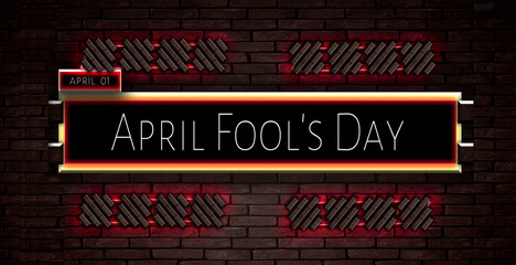 01 April, April Fool's Day, Text Effect on bricks Background