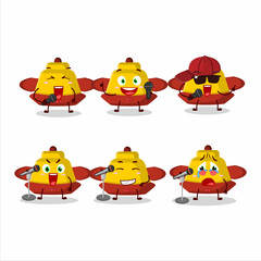 A Cute Cartoon design concept of yellow chinese hat singing a famous song