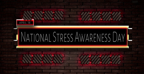 18 April, National Stress Awareness Day, Text Effect on bricks Background