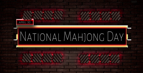 30 April, National Mahjong Day, Text Effect on bricks Background