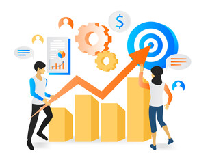 Flat style illustration of business goals