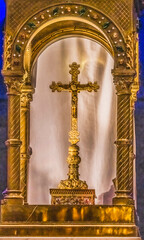 Fototapeta premium Altar Golden Cross Cathedral Church Nimes Gard France
