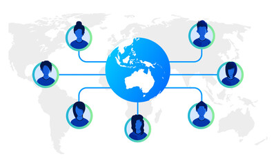 Flat style illustration of business team online connection