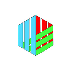 cubic isolated white background