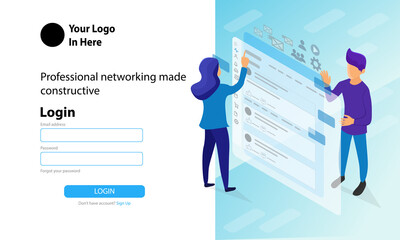 Login page with illustrations