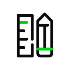 Ruler and pencil icons. Pixel perfect, editable stroke icon