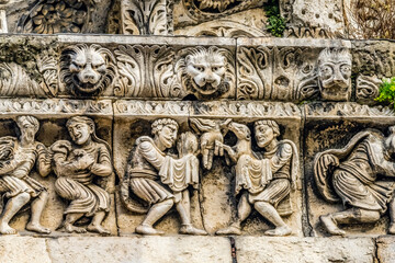 Hand God Facade Cathedral Church Nimes Gard France