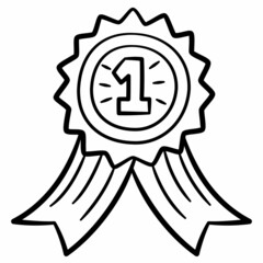 medal reward award badge emblem tag winner prize single isolated icon with sketch hand drawn outline style