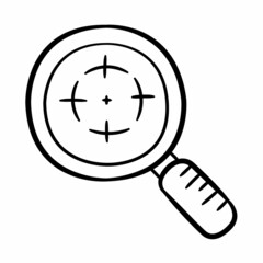 find magnifier search discover invention found single isolated icon with sketch hand drawn outline style