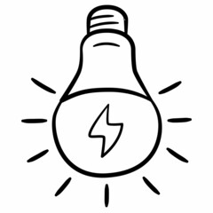 idea mind light bulb thought concept single isolated icon with sketch hand drawn outline style