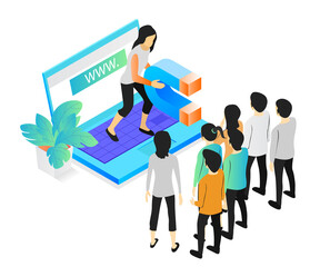 Isometric style illustration of a marketing strategy going viral