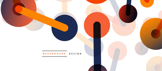 Line points connections geometric abstract background. Circles connected by lines. Trendy techno business template for wallpaper, banner, background or landing