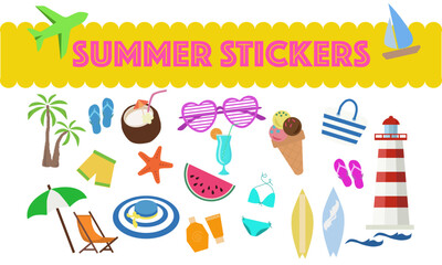 summer icons set