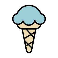 Delicious cold ice cream in an edible waffle glass. Simple colored food icon in trendy line style isolated on white background for web apps and mobile concept