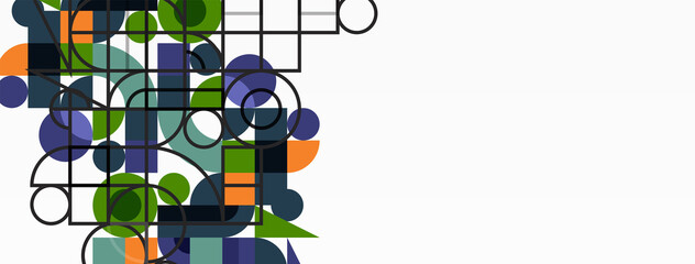 Fototapeta premium Minimal geometric abstract background. Circle square and triangle design. Trendy techno business template for wallpaper, banner, background or landing