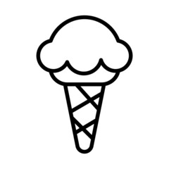 Delicious cold ice cream in an edible waffle glass. Simple food icon in trendy line style isolated on white background for web apps and mobile concept