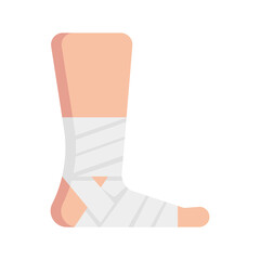 bandaged ankle flat icon, medical icon.