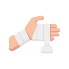 bandaged palm flat icon, medical icon.