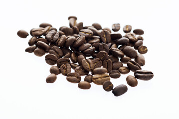 Group of coffee beans isolated on white background
