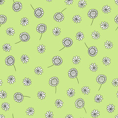 Simple doodle seamless pattern Hand drawn leaves twigs on a light background.