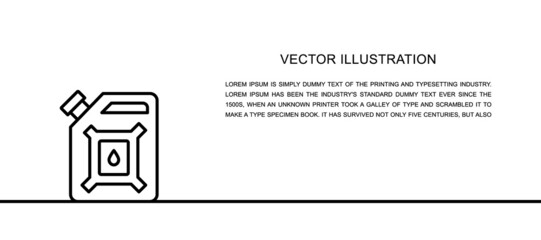 Vector oil gallon, gasoline canister, petrol jerrican one line icon. Continuous one line