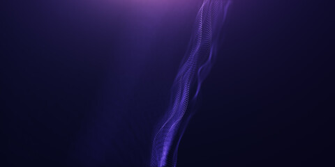 Abstract colorful digital particles wave with bokeh and light background, 3d render wave line dot background, line wave light glowing effect particular background.	