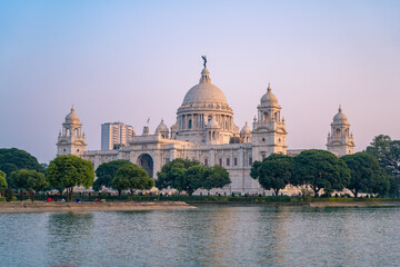 Fototapeta na wymiar Victoria Memorial is a monument and museum built-in memory of Queen Victoria, located in Kolkata, West Bengal, India