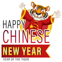 Happy Chinese New Year poster design with tiger