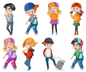 Cute girl standing on white ground