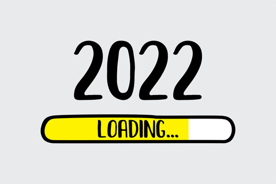 Doodle Yellow Download bar. 2022 loading text. Web page template. Printable poster.