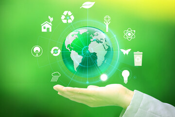 Earth Day is held in hands. Energy conservation, environmental preservation, and long-term development are all concepts that are being explored. Ecology concept