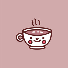 Cute cup of coffee mascot, illustration for t-shirt, sticker, or apparel merchandise. With doodle, retro, and cartoon style.