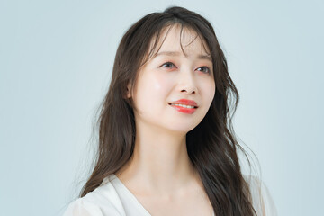 Fototapeta premium Woman with long hair with make-up