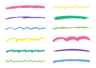カラフルな手書きラインのセット　A set of colorful handwritten lines