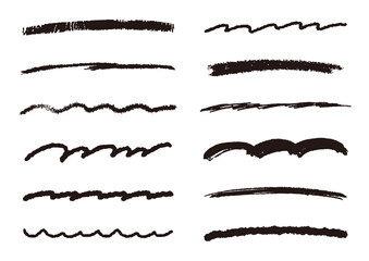 A set of monochrome handwritten line materials  白黒の手書きライン素材のセット