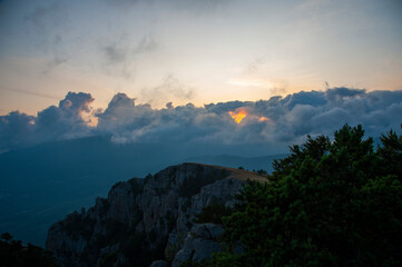 sunset over the mountains