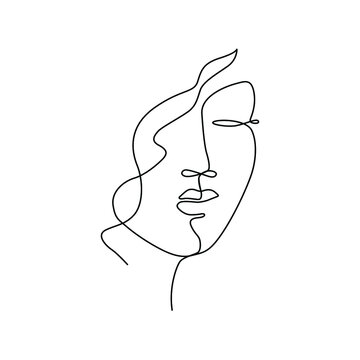Woman face single line art 