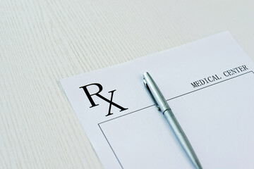 Pen on empty medical prescription