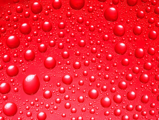 Abstract red background. Liquid on glass.