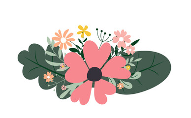 Abstract Hand Drawn trendy design background with flowers. Illustration