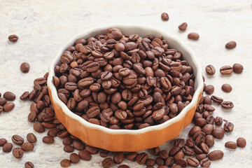 Roasted coffee bean in the bowl