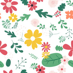 Seamless Pattern Background with Simple Flower Design Elements. Illustration
